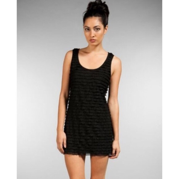 Free People Dresses & Skirts - Free People Black Ruffle Bodycon Dress Sz XS 0021